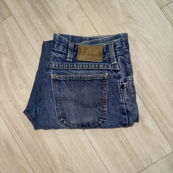 Vintage Lee Jeans Mens 34X32 fit 32X29 Blue Denim Made In USA Union Faded - Picture 1 of 12